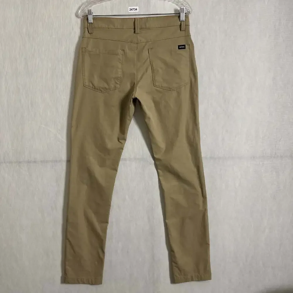 Prana Men's 30/32 Beige Stretch Polyester Slim Fit Chino Pants With Pockets